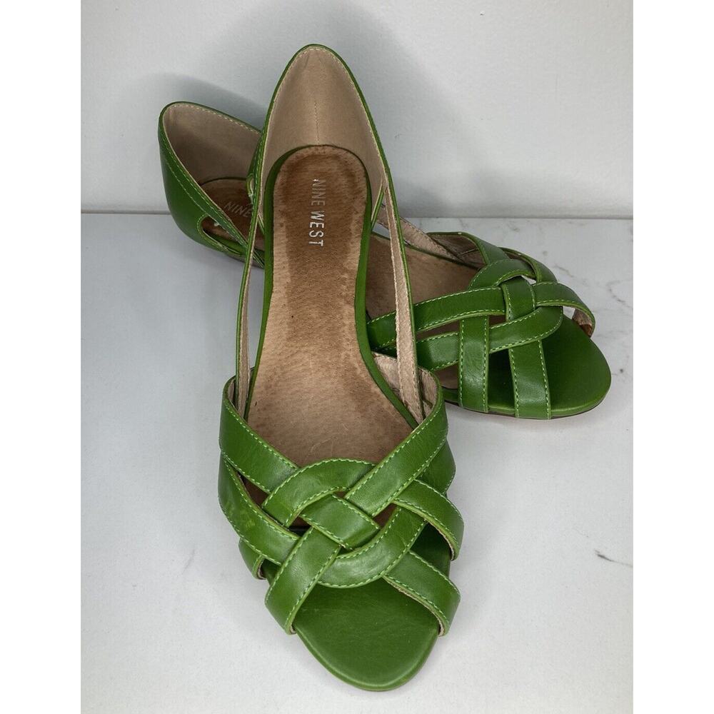 Women's Nine West Country Green Sandals Size 8 M Sapphire FF 4001955